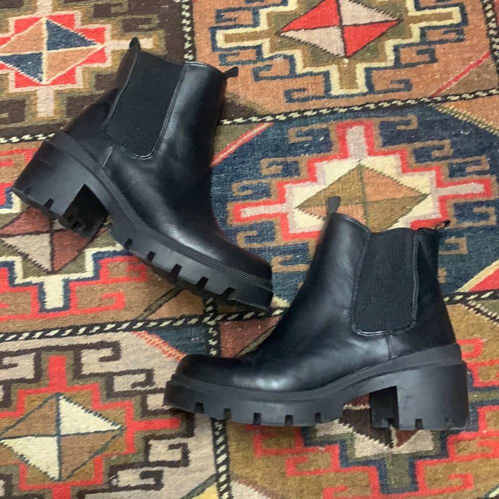 Black Lug Sole Ankle Boots